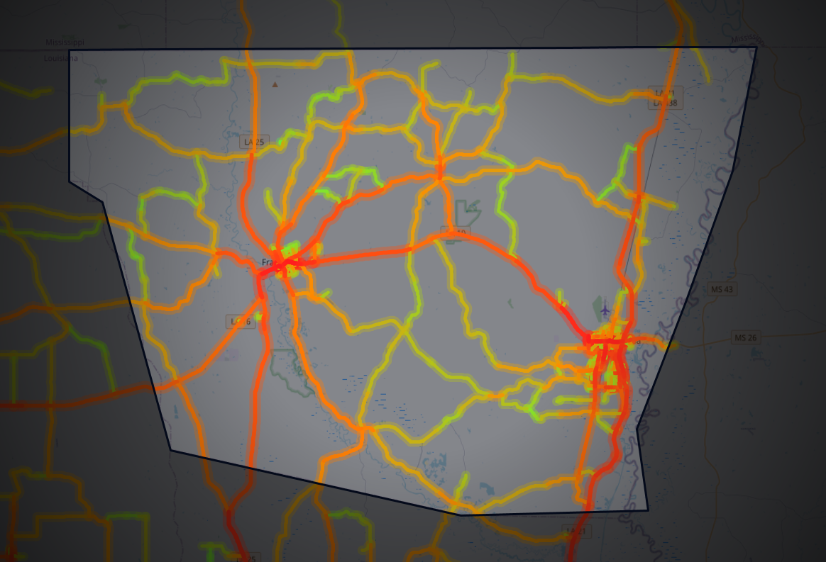 Traffic map of Washington, Louisiana