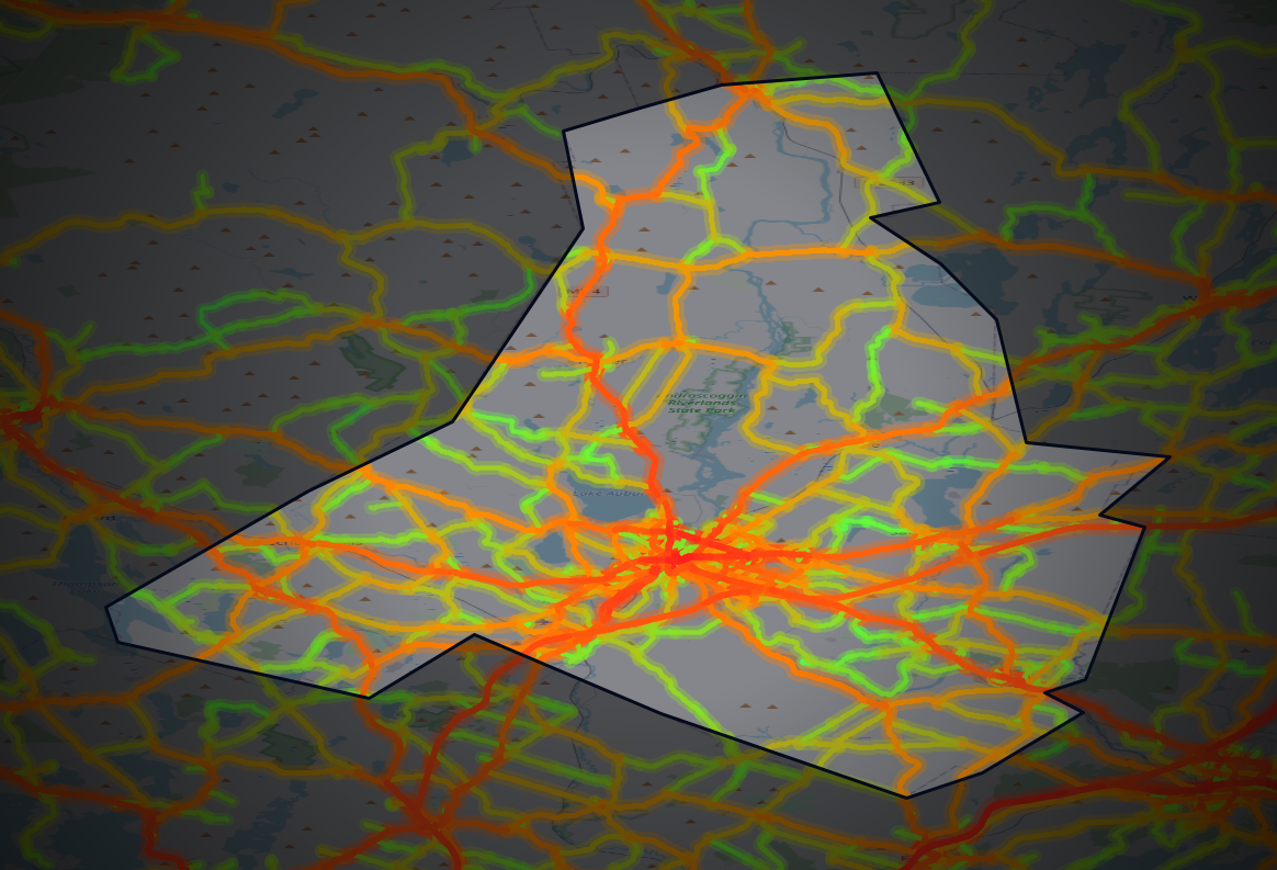 Traffic map of Androscoggin, Maine
