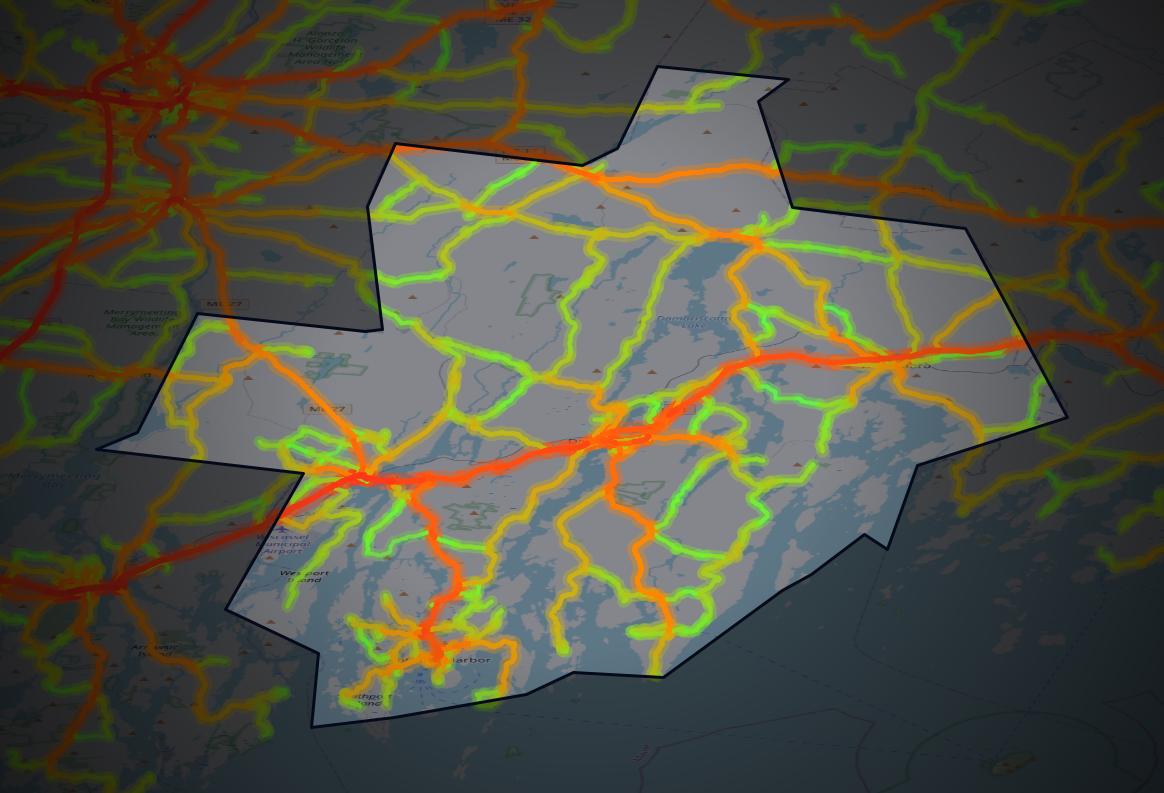 Traffic map of Lincoln, Maine
