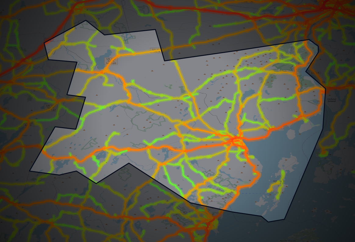 Traffic map of Waldo, Maine
