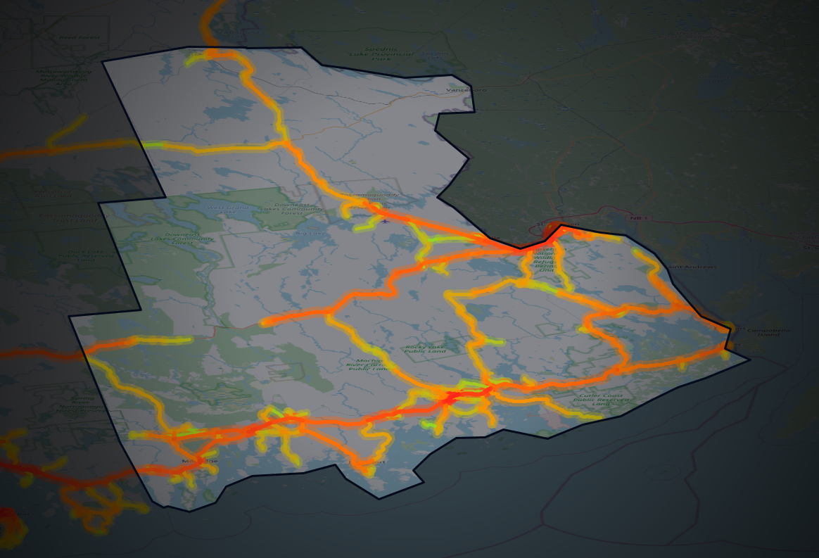 Traffic map of Washington, Maine