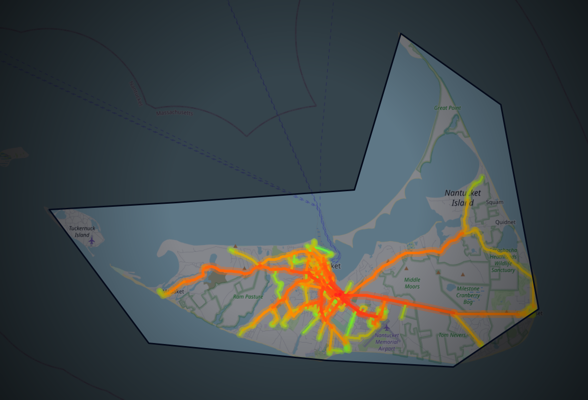 Traffic map of Nantucket, Massachusetts