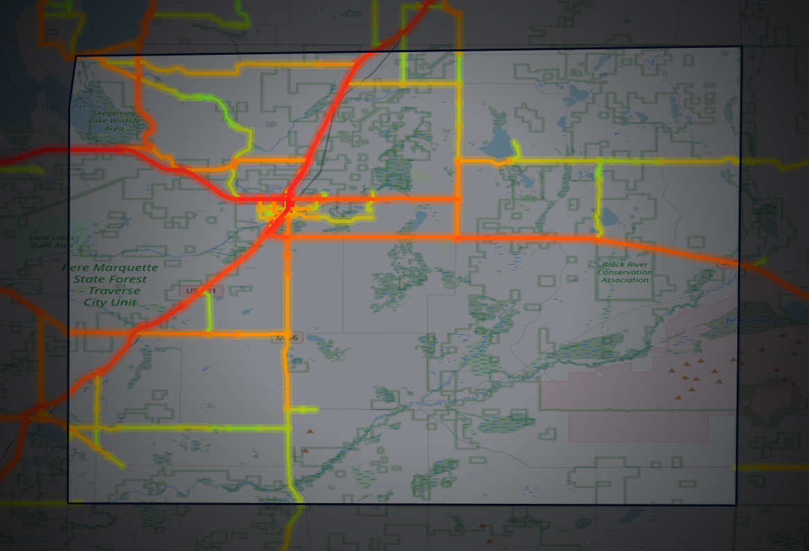 Traffic map of Kalkaska, Michigan