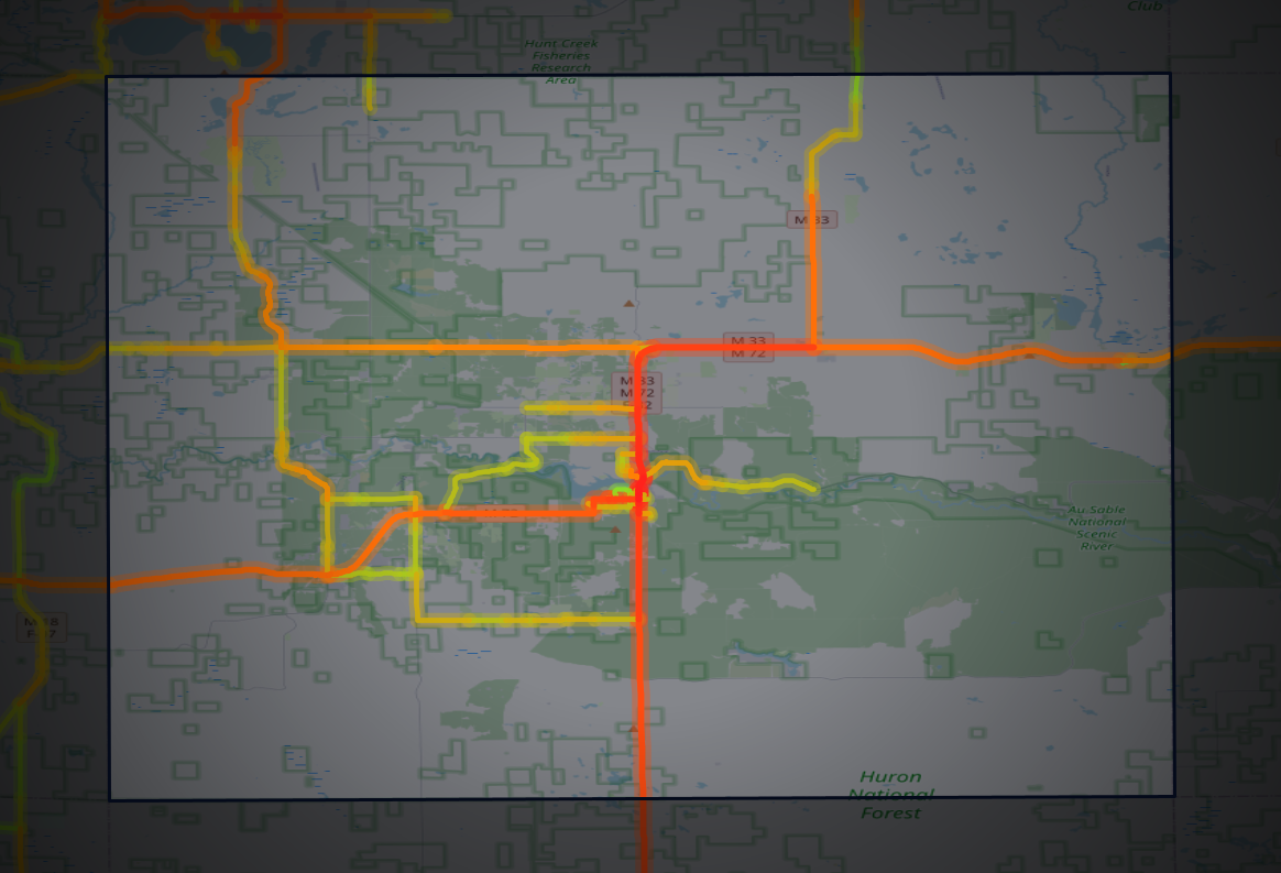 Traffic map of Oscoda, Michigan