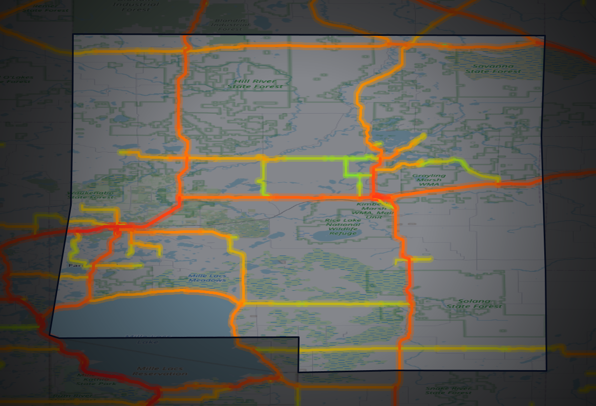 Traffic map of Aitkin, Minnesota