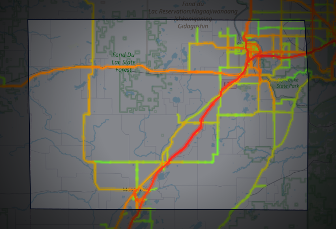 Traffic map of Carlton, Minnesota