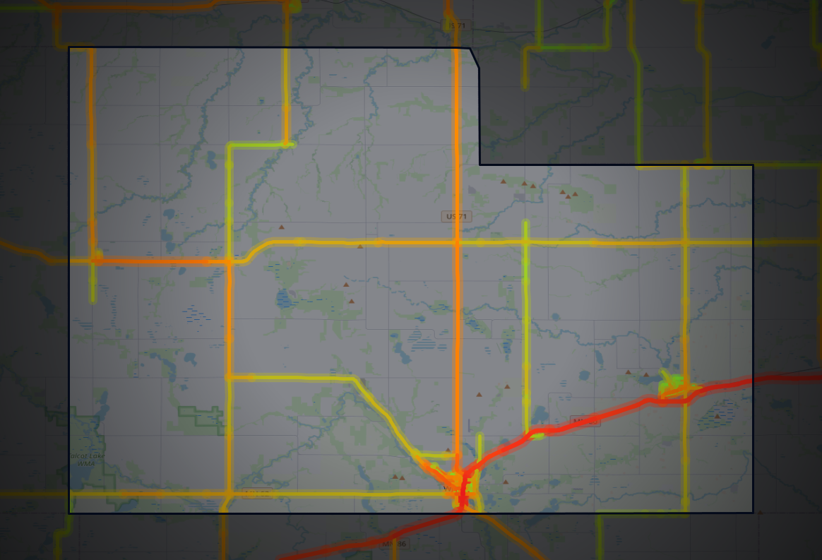 Traffic map of Cottonwood, Minnesota