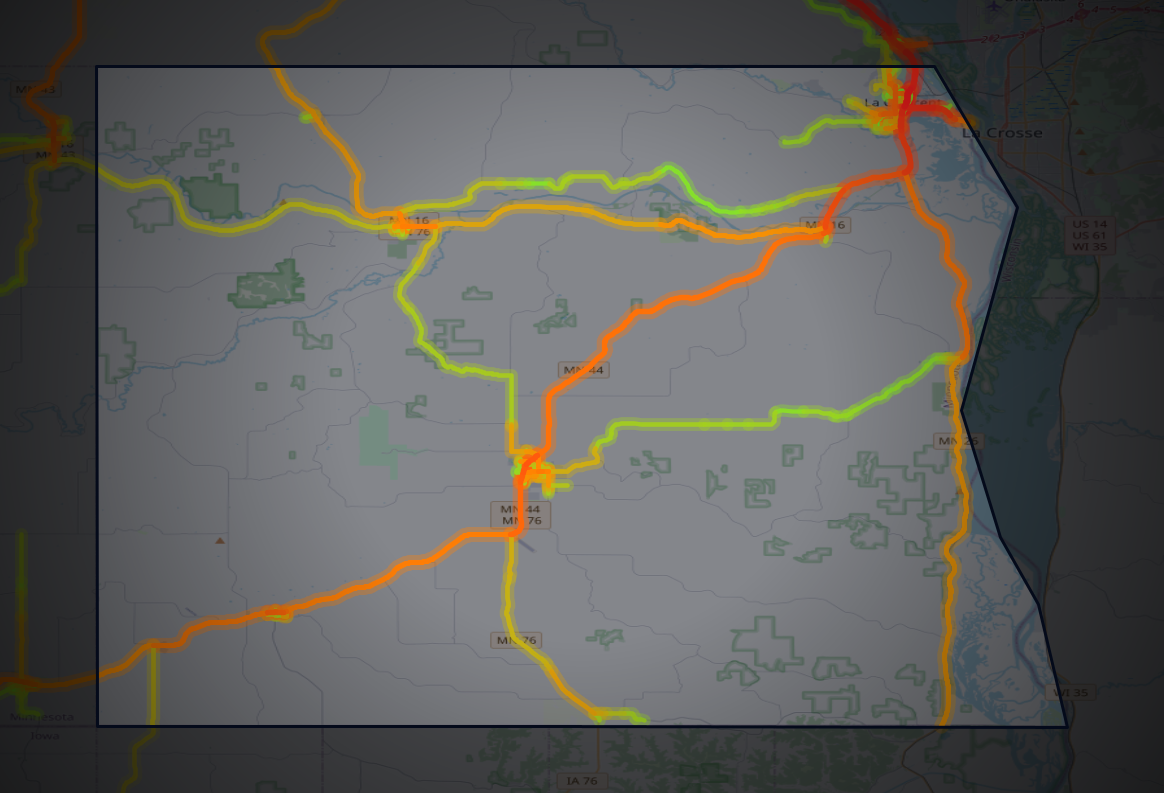 Traffic map of Houston, Minnesota