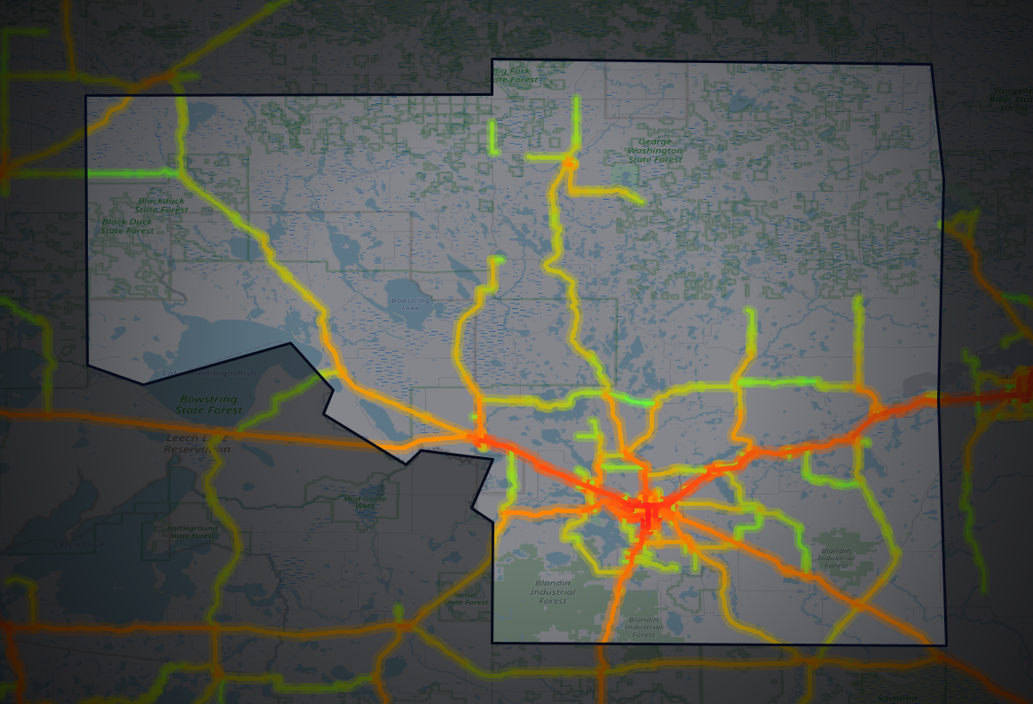 Traffic map of Itasca, Minnesota