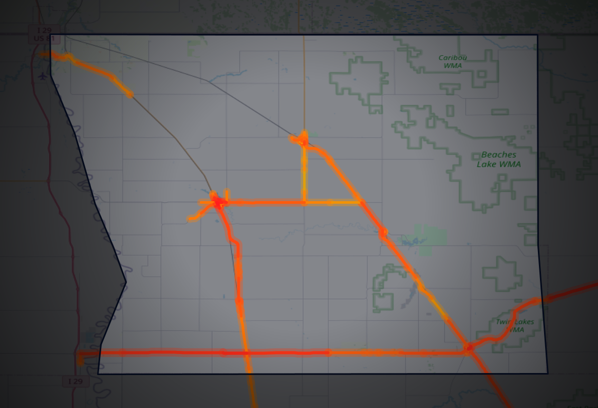 Traffic map of Kittson, Minnesota
