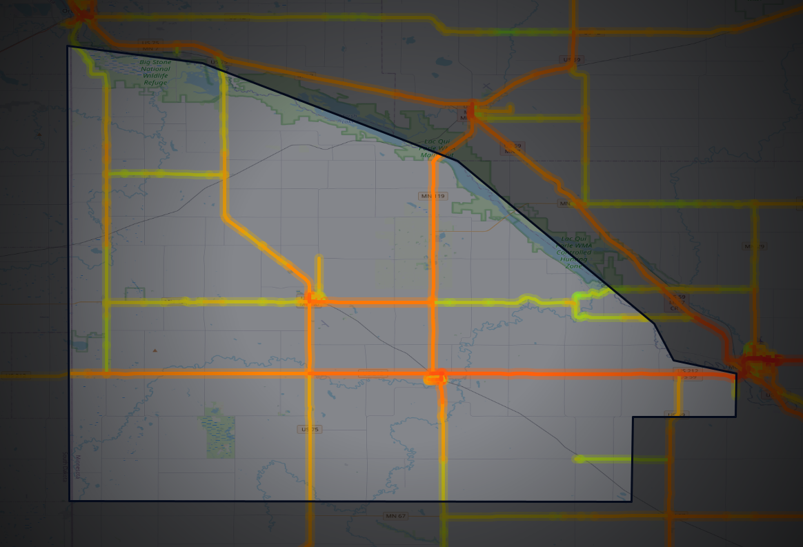 Traffic map of Lac qui Parle, Minnesota
