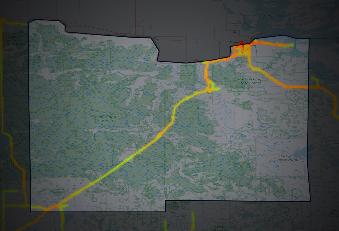 Traffic map of Koochiching, Minnesota