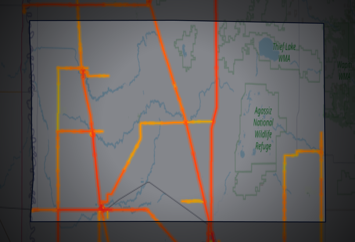Traffic map of Marshall, Minnesota