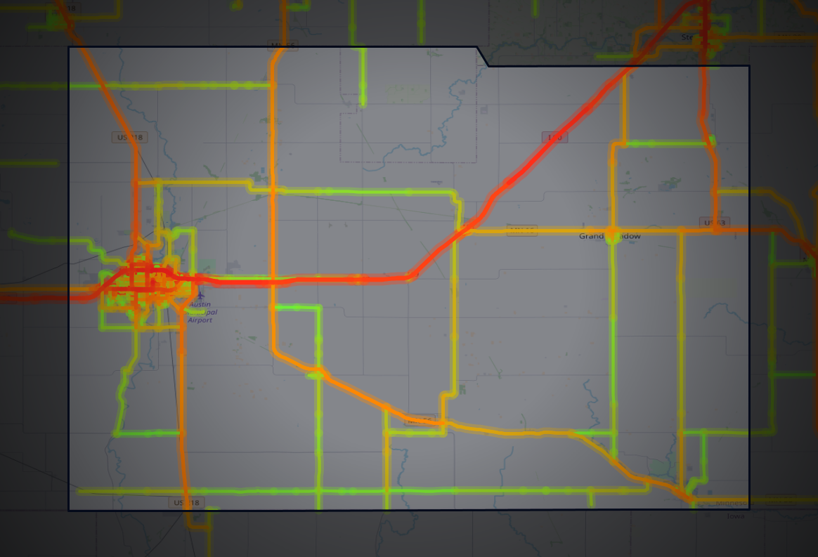 Traffic map of Mower, Minnesota