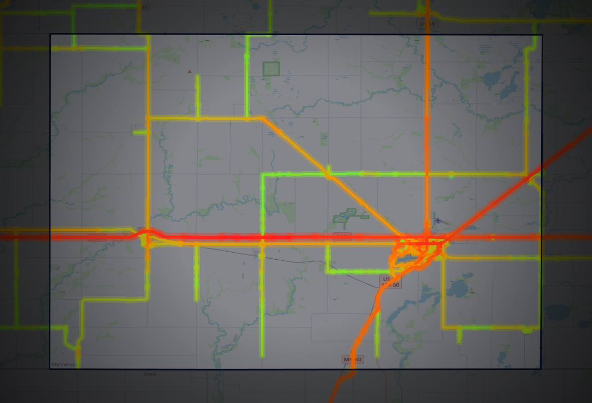 Traffic map of Nobles, Minnesota