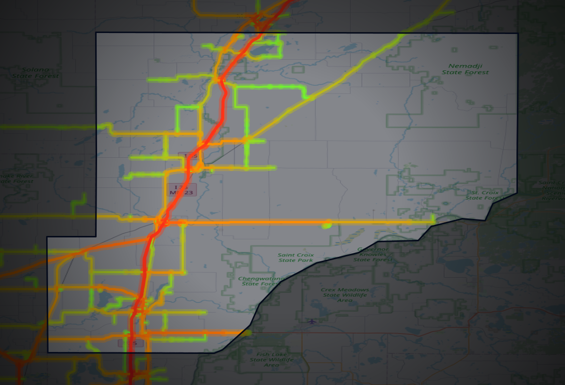 Traffic map of Pine, Minnesota