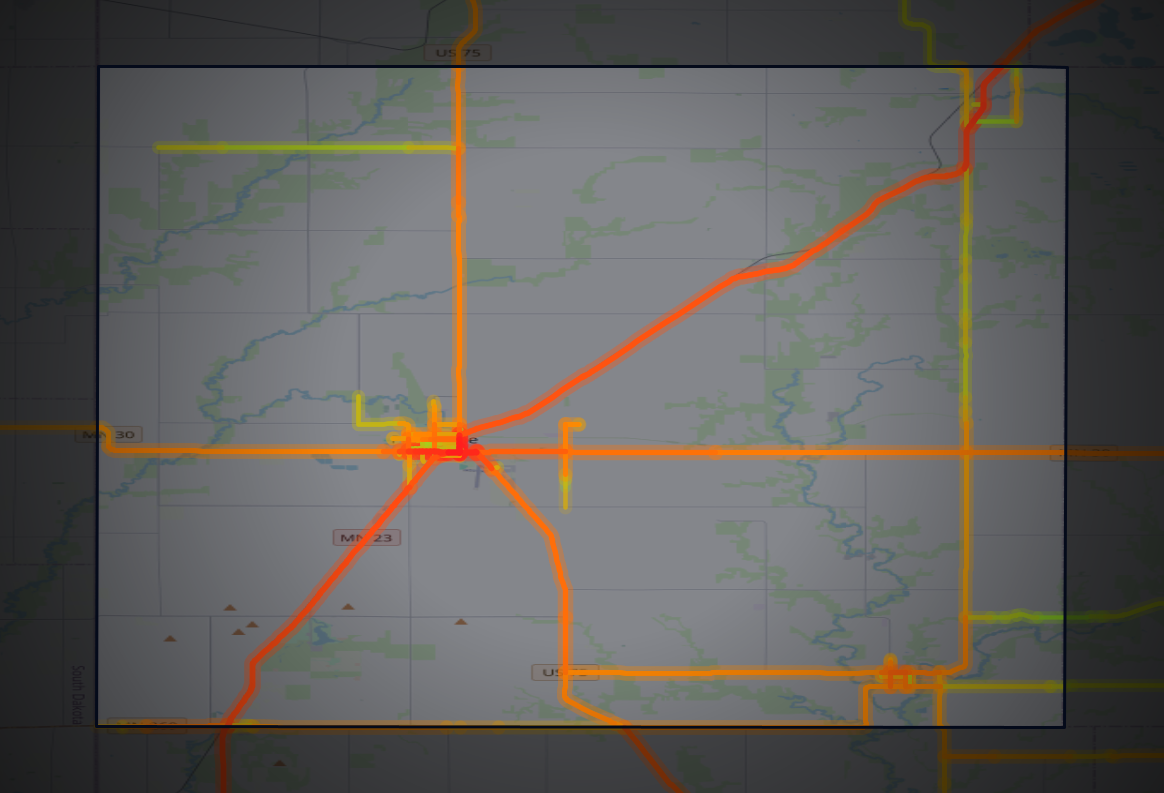 Traffic map of Pipestone, Minnesota