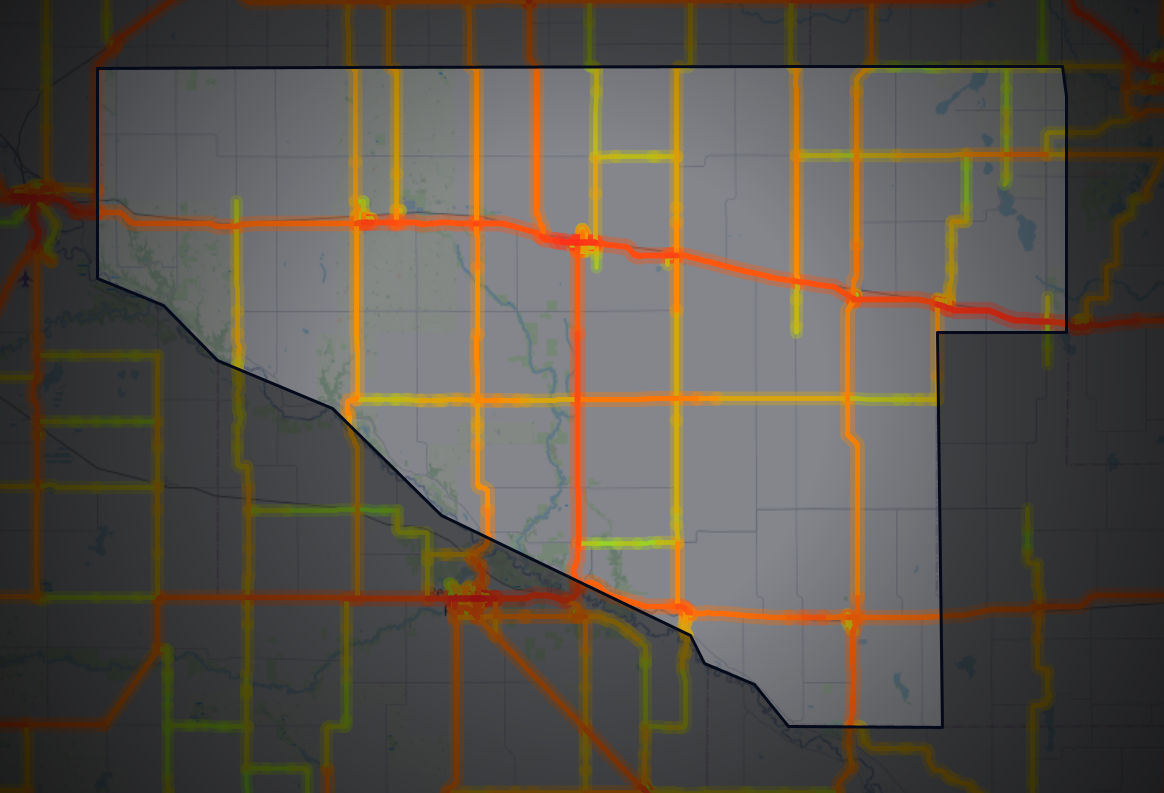Traffic map of Renville, Minnesota