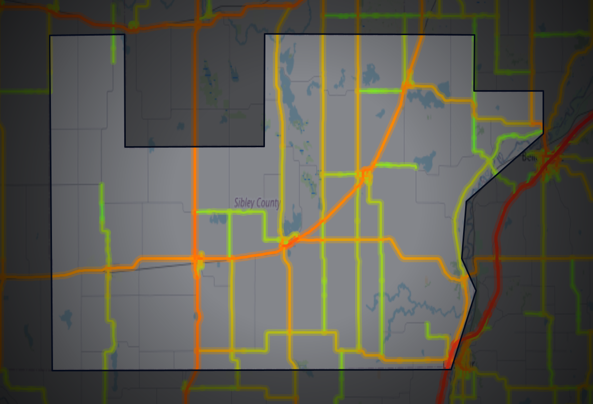 Traffic map of Sibley, Minnesota