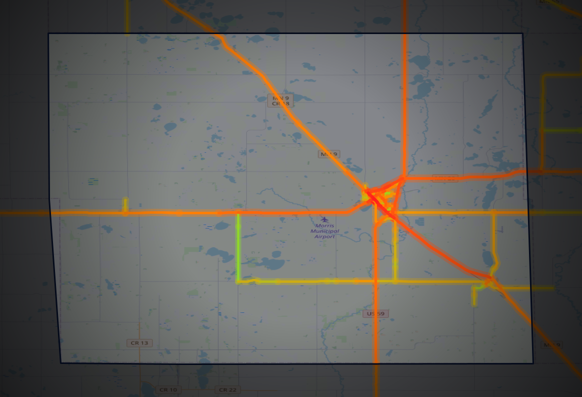 Traffic map of Stevens, Minnesota