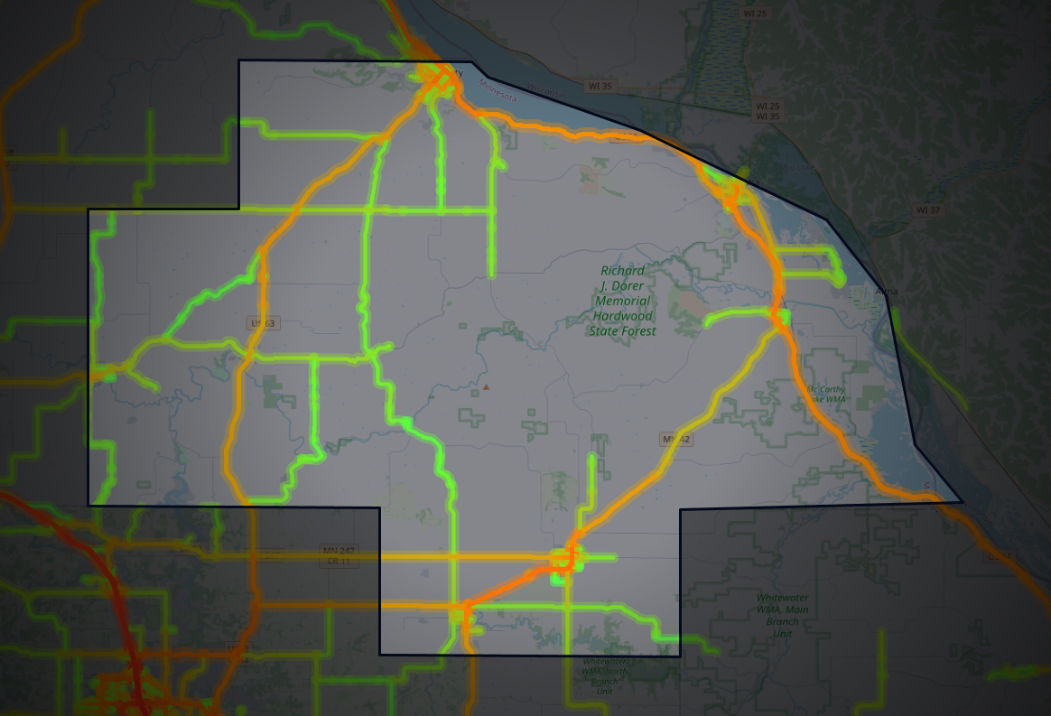 Traffic map of Wabasha, Minnesota