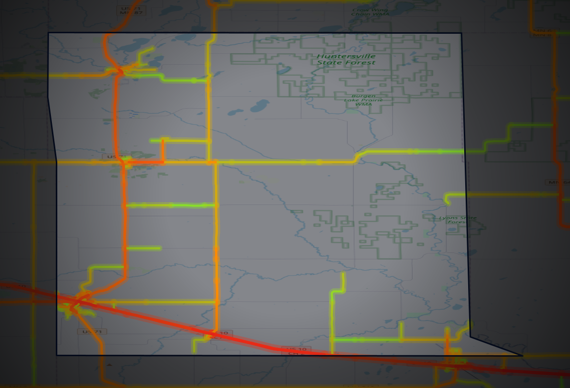 Traffic map of Wadena, Minnesota