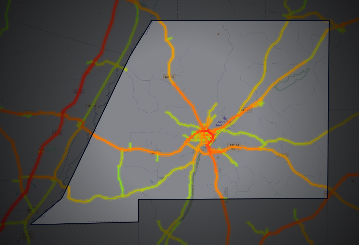 Traffic map of Attala, Mississippi