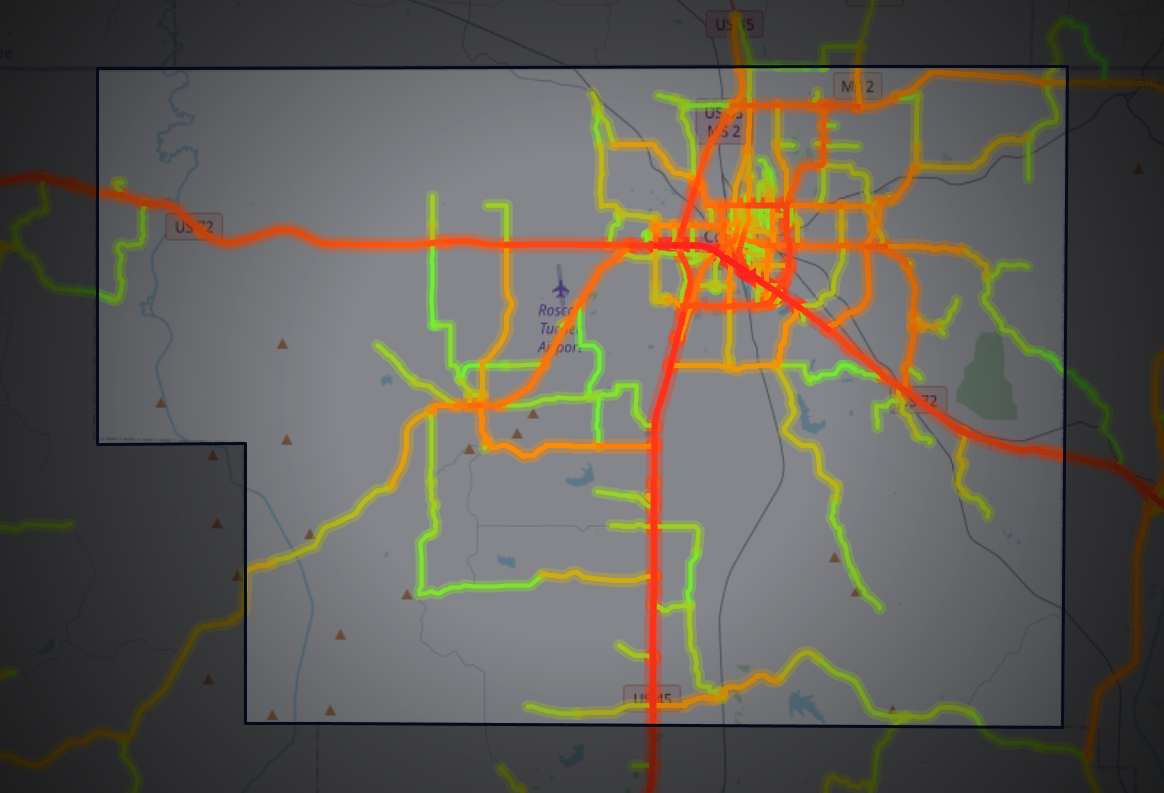 Traffic map of Alcorn, Mississippi