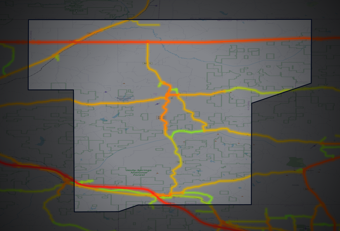 Traffic map of Benton, Mississippi