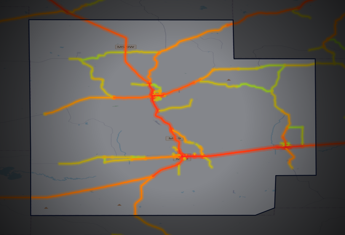 Traffic map of Calhoun, Mississippi