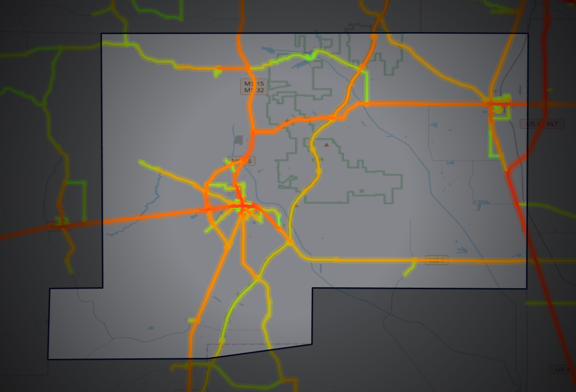 Traffic map of Chickasaw, Mississippi