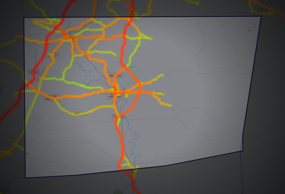 Traffic map of Clarke, Mississippi