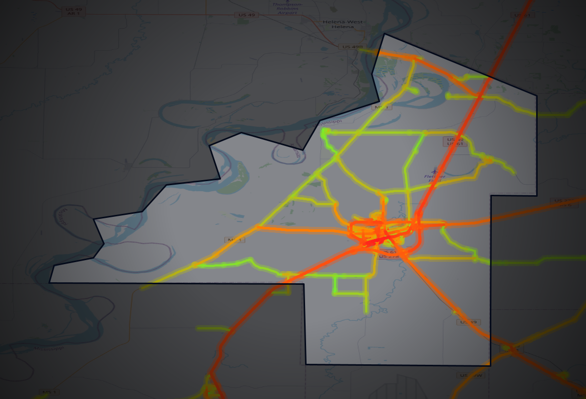 Traffic map of Coahoma, Mississippi