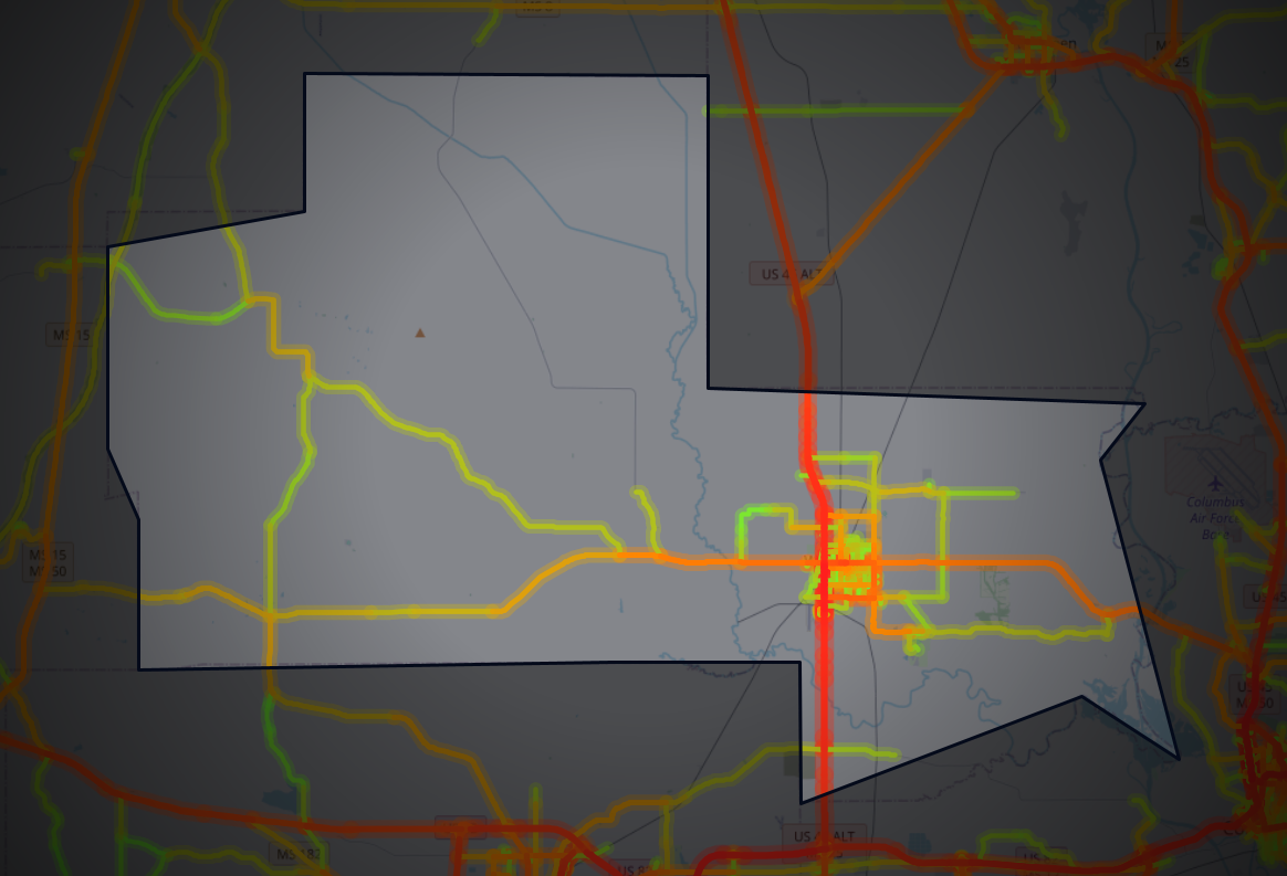 Traffic map of Clay, Mississippi