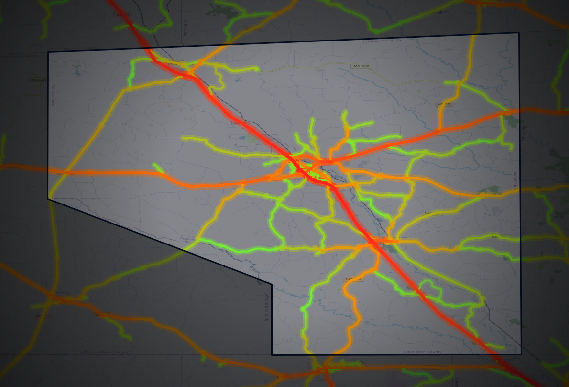 Traffic map of Covington, Mississippi