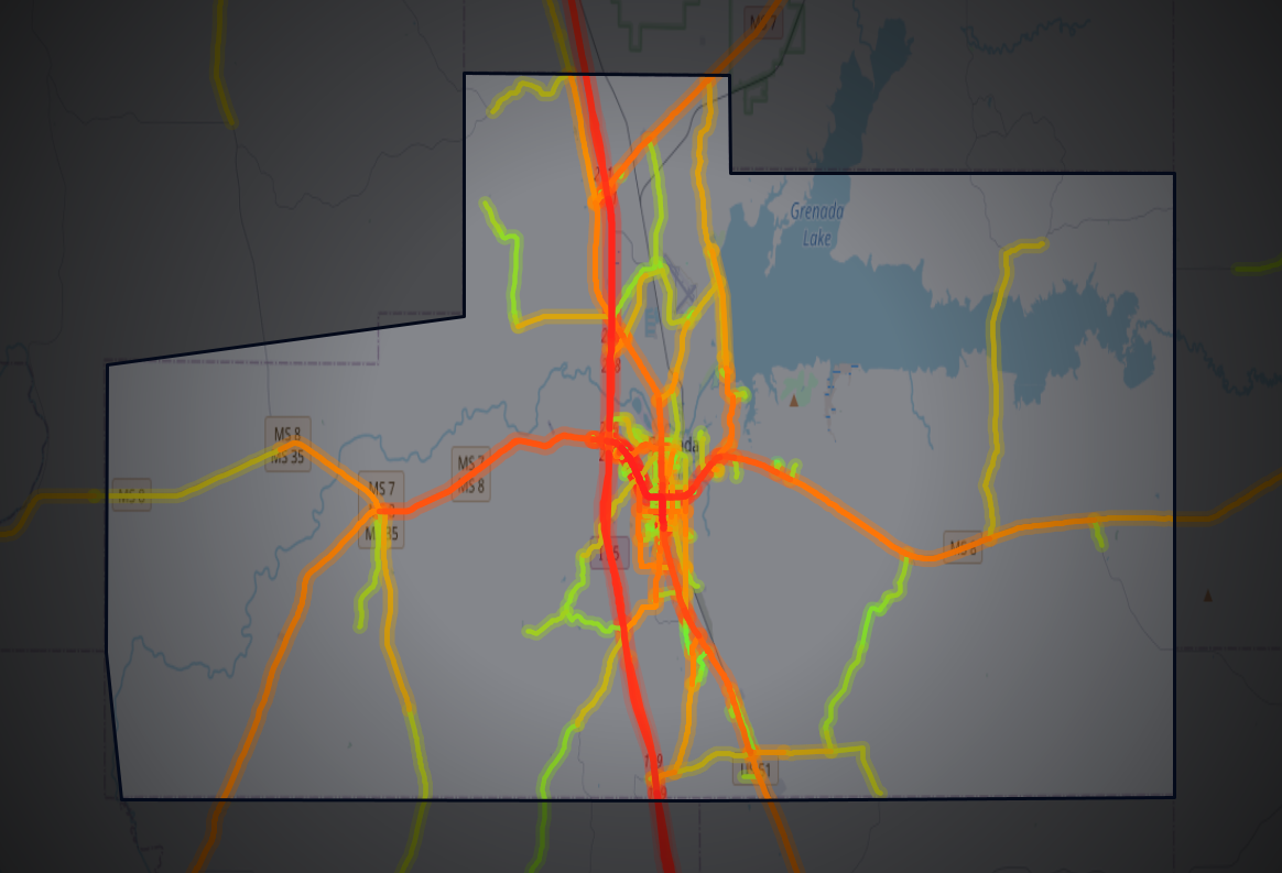 Traffic map of Grenada, Mississippi