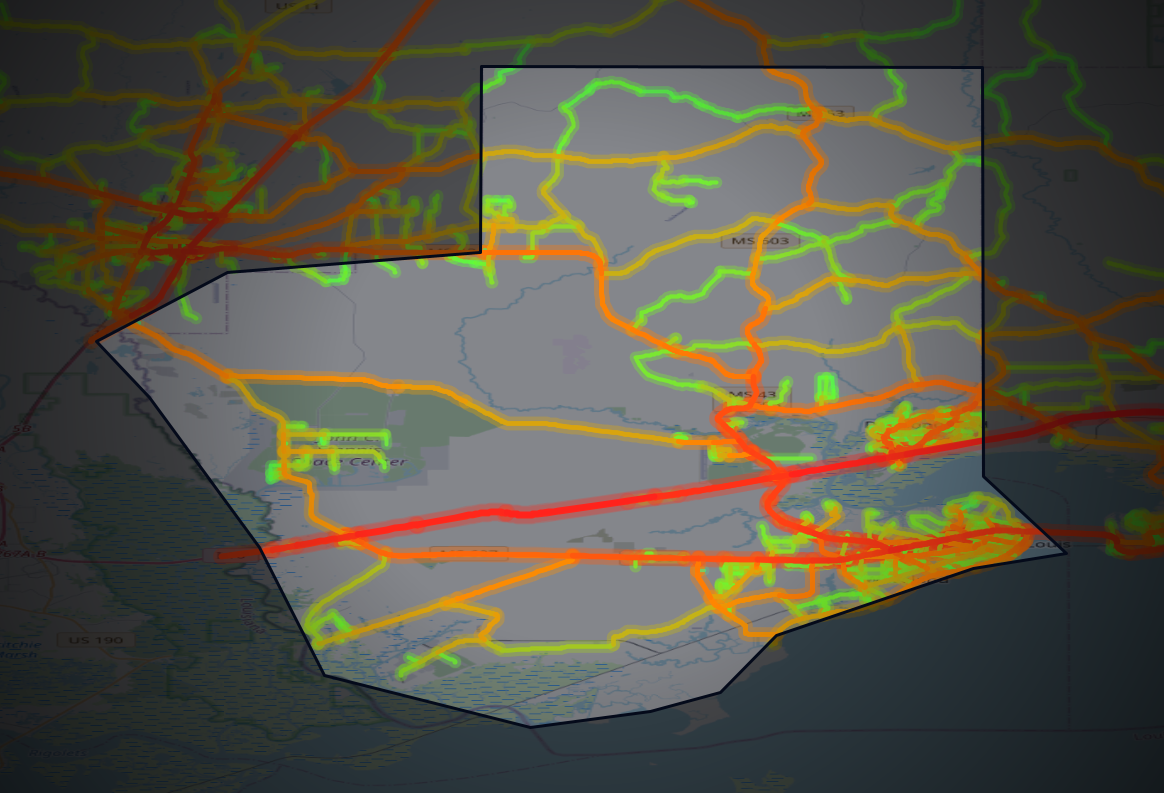 Traffic map of Hancock, Mississippi