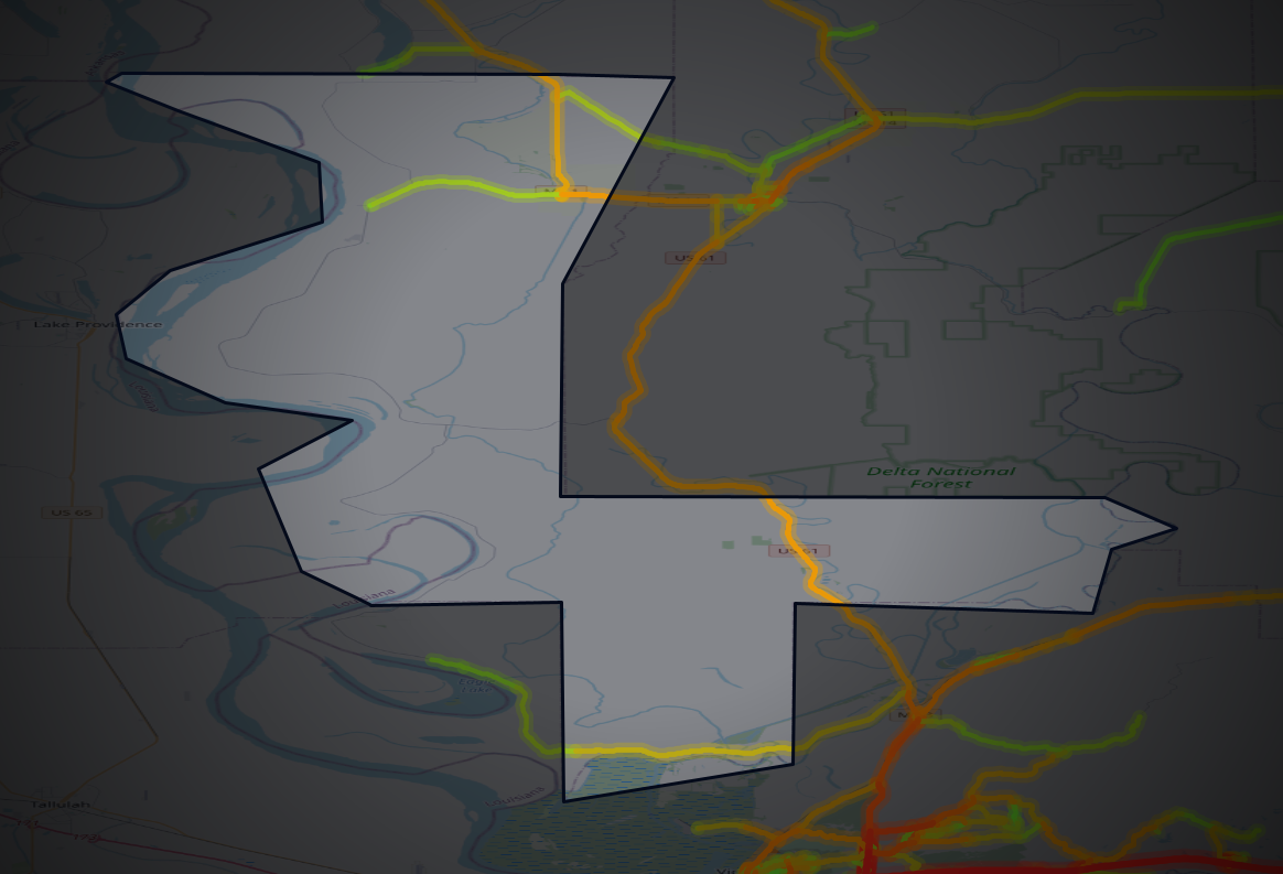 Traffic map of Issaquena, Mississippi