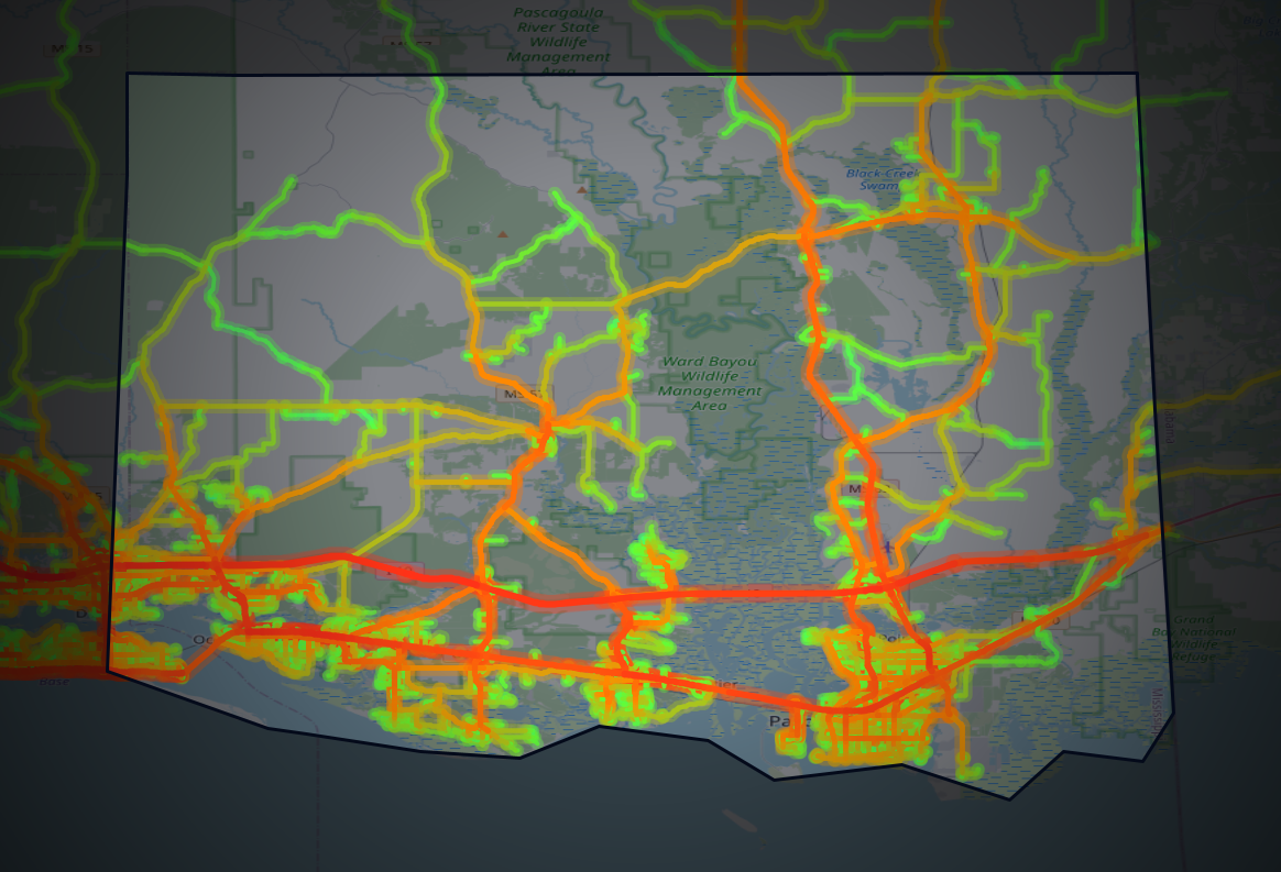 Traffic map of Jackson, Mississippi