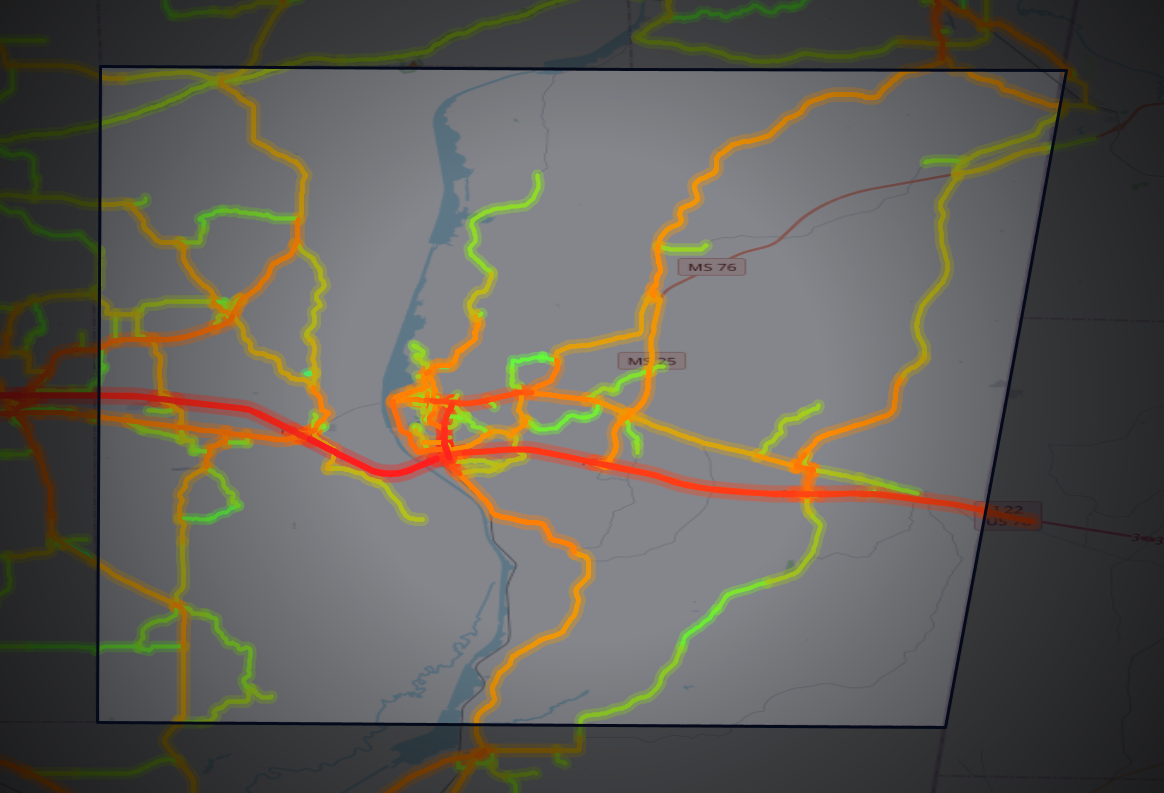 Traffic map of Itawamba, Mississippi
