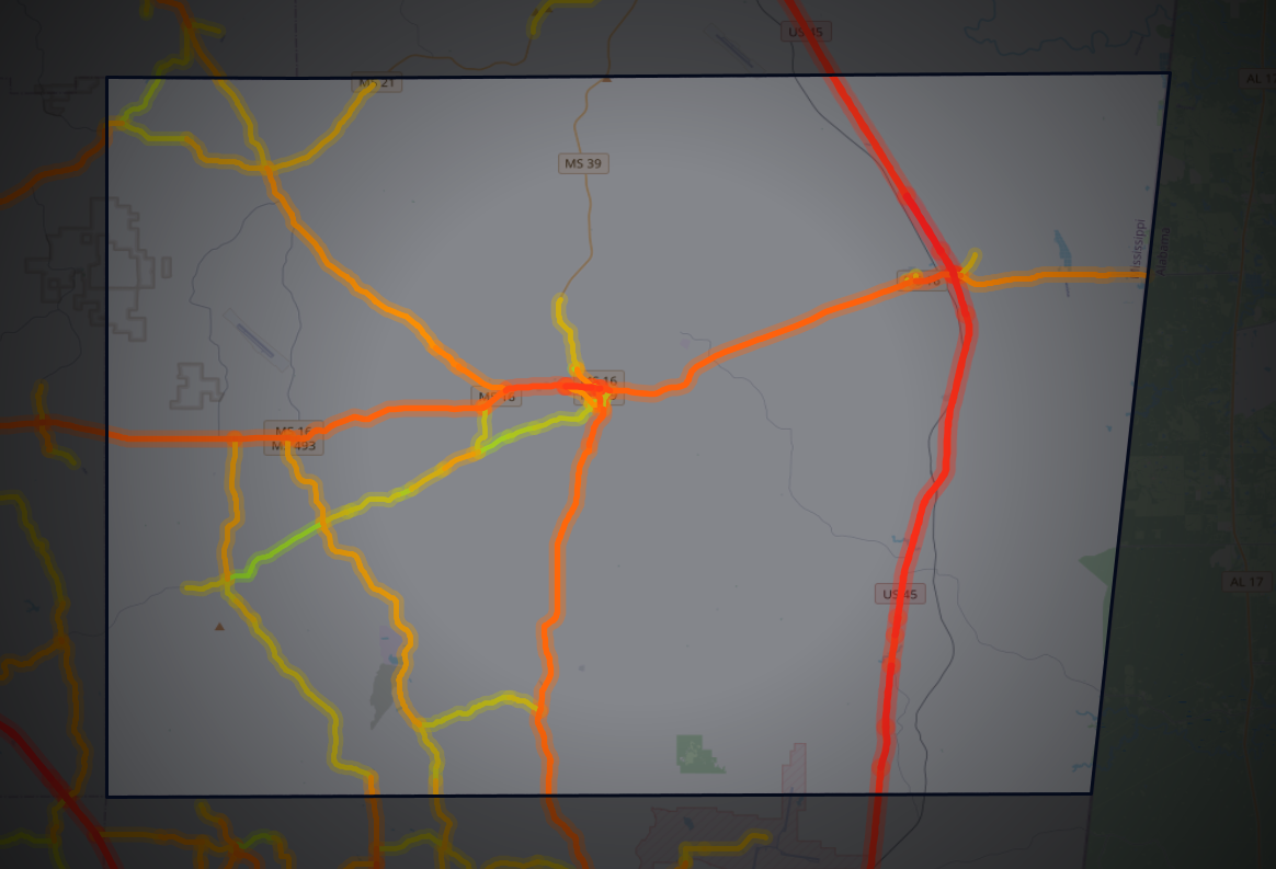 Traffic map of Kemper, Mississippi
