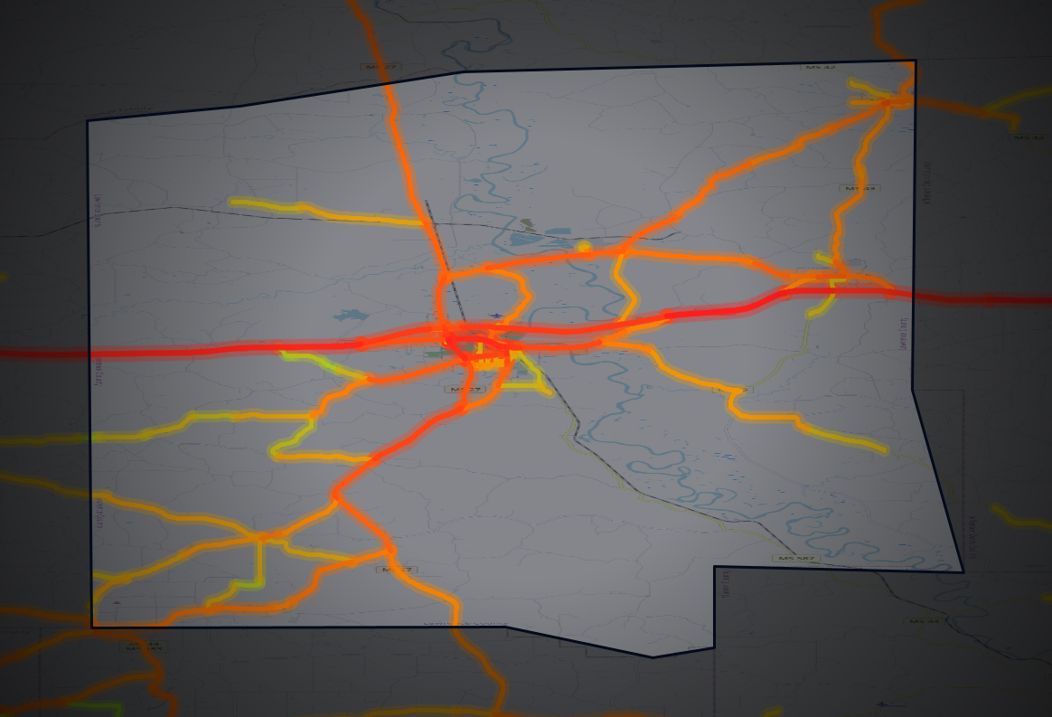 Traffic map of Lawrence, Mississippi