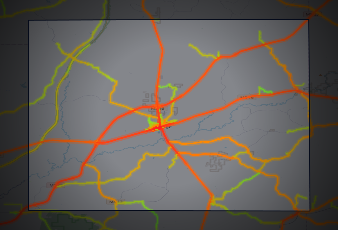 Traffic map of Leake, Mississippi