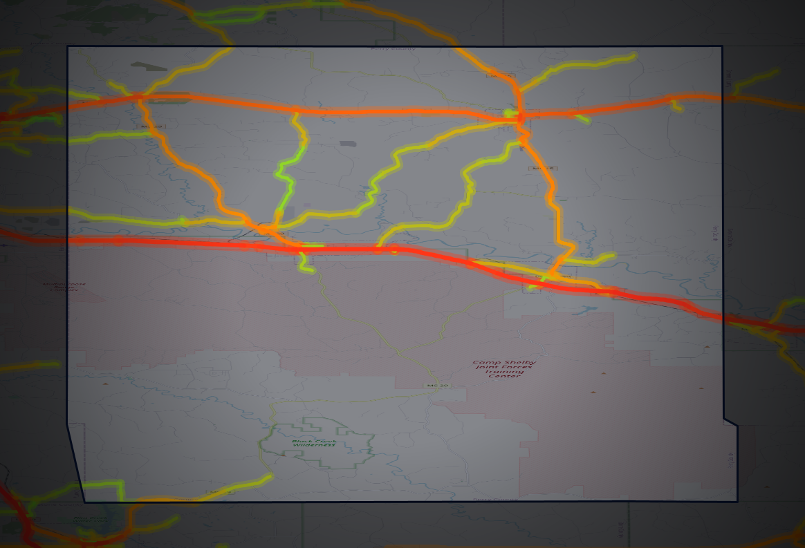 Traffic map of Perry, Mississippi