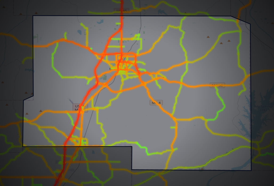 Traffic map of Prentiss, Mississippi