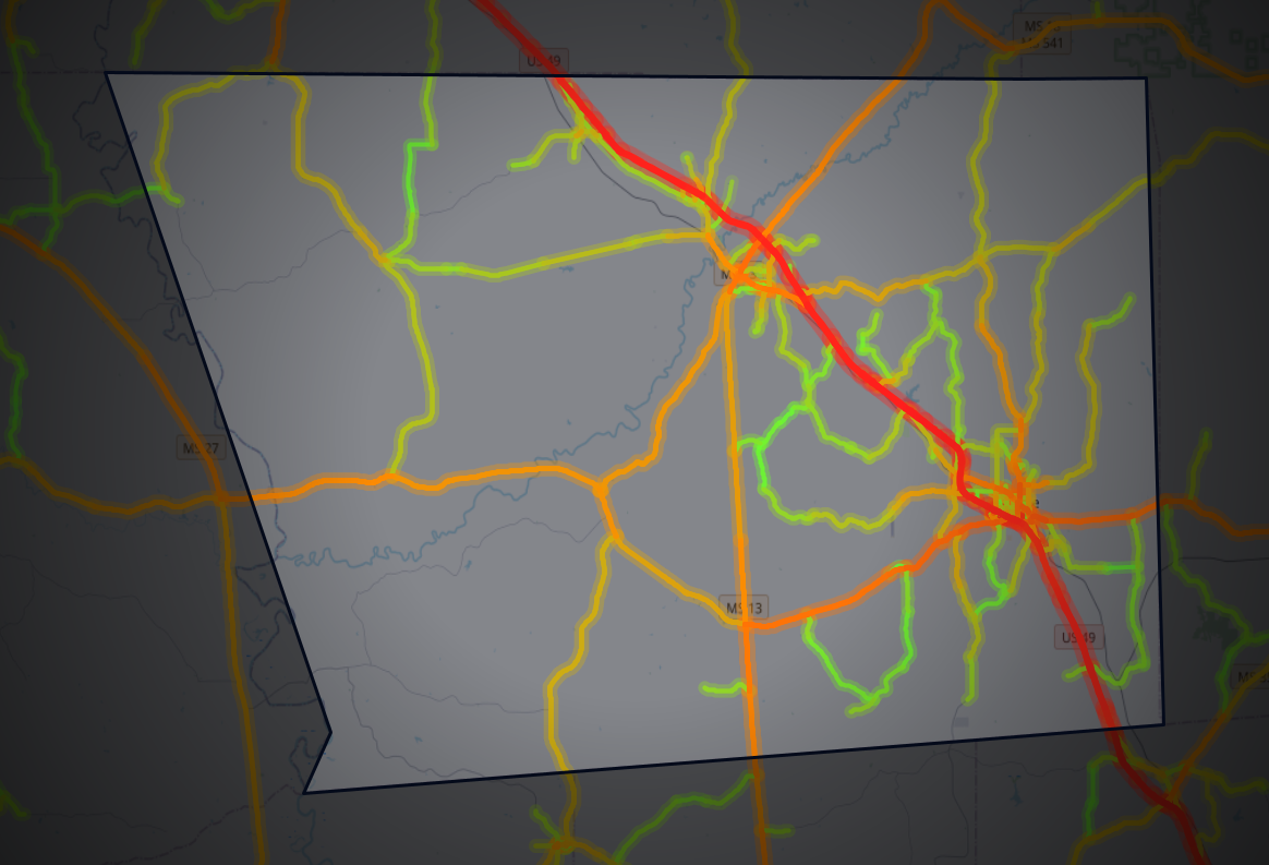 Traffic map of Simpson, Mississippi