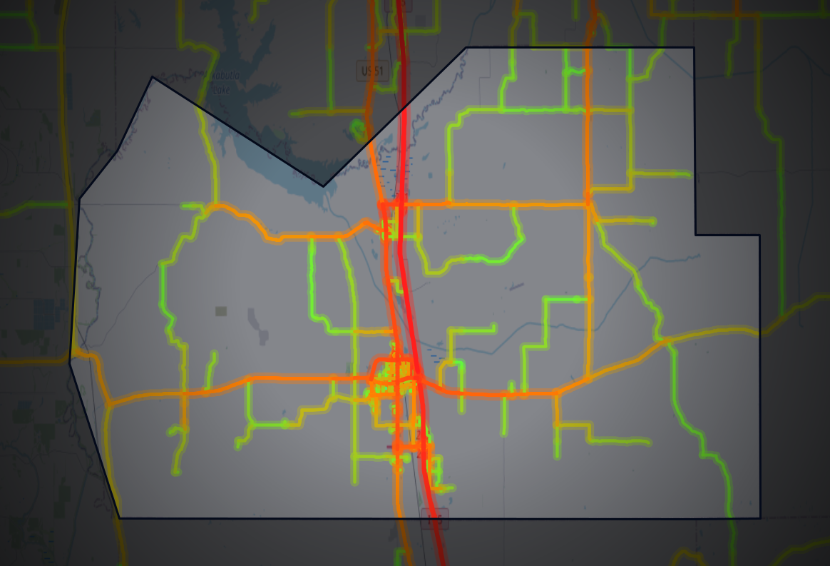 Traffic map of Tate, Mississippi