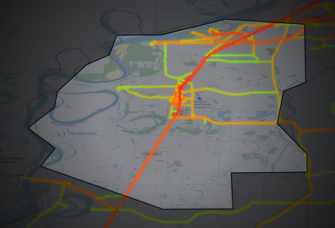 Traffic map of Tunica, Mississippi