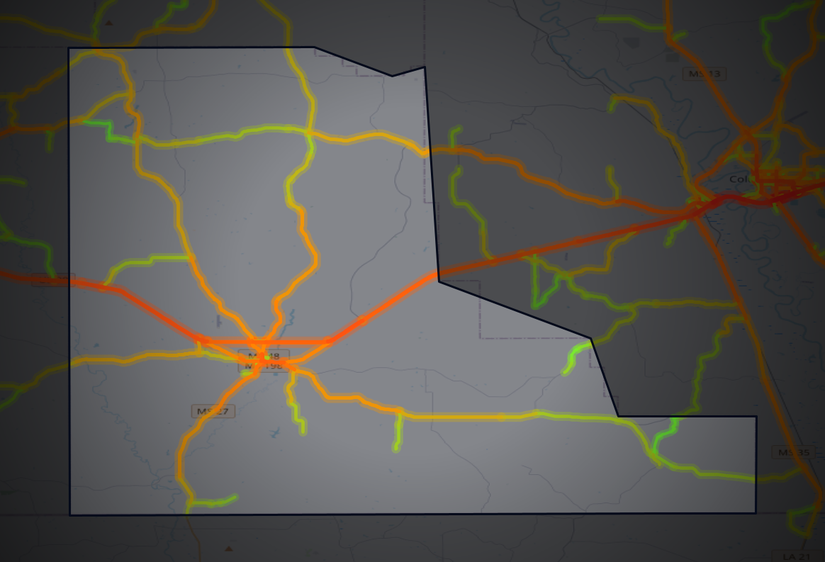 Traffic map of Walthall, Mississippi