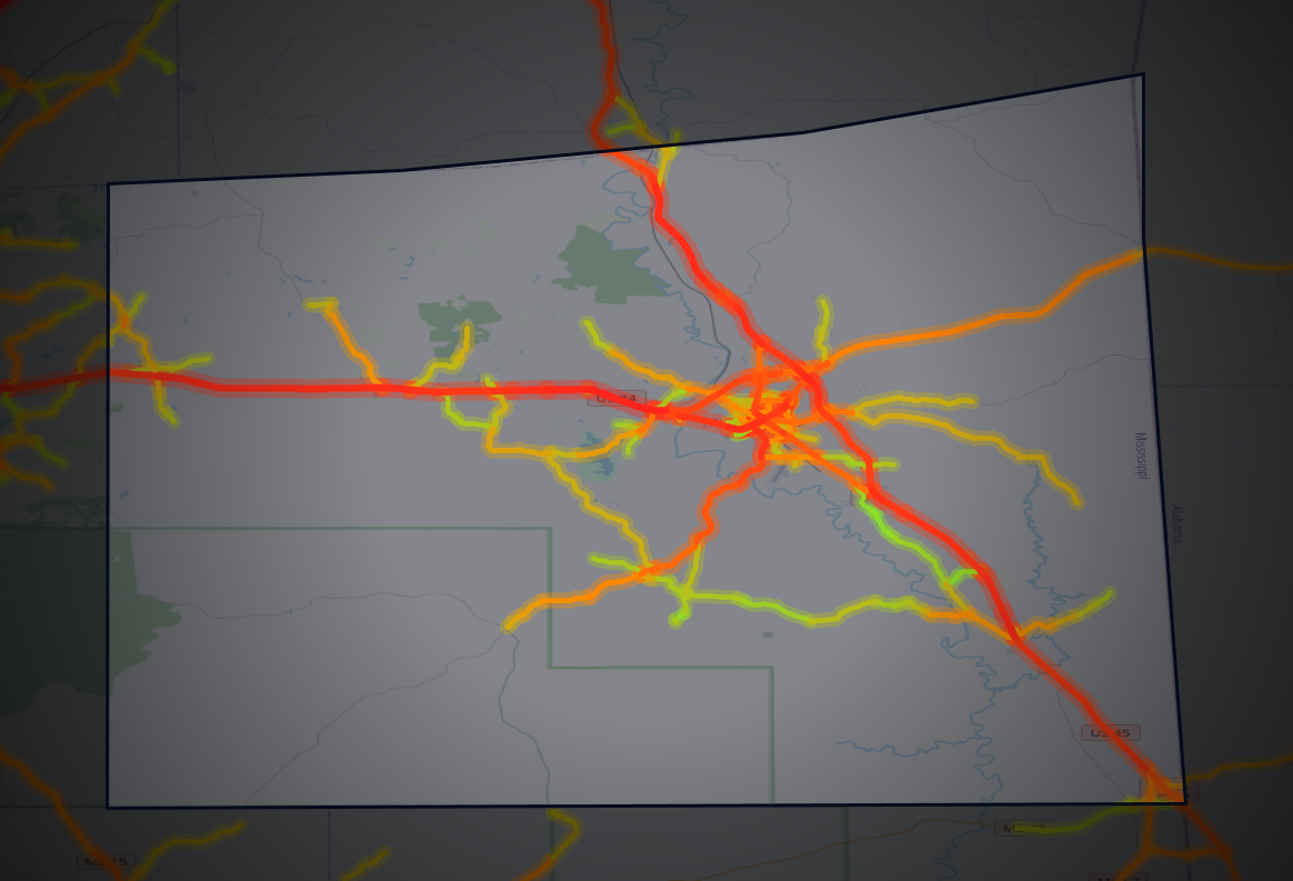 Traffic map of Wayne, Mississippi